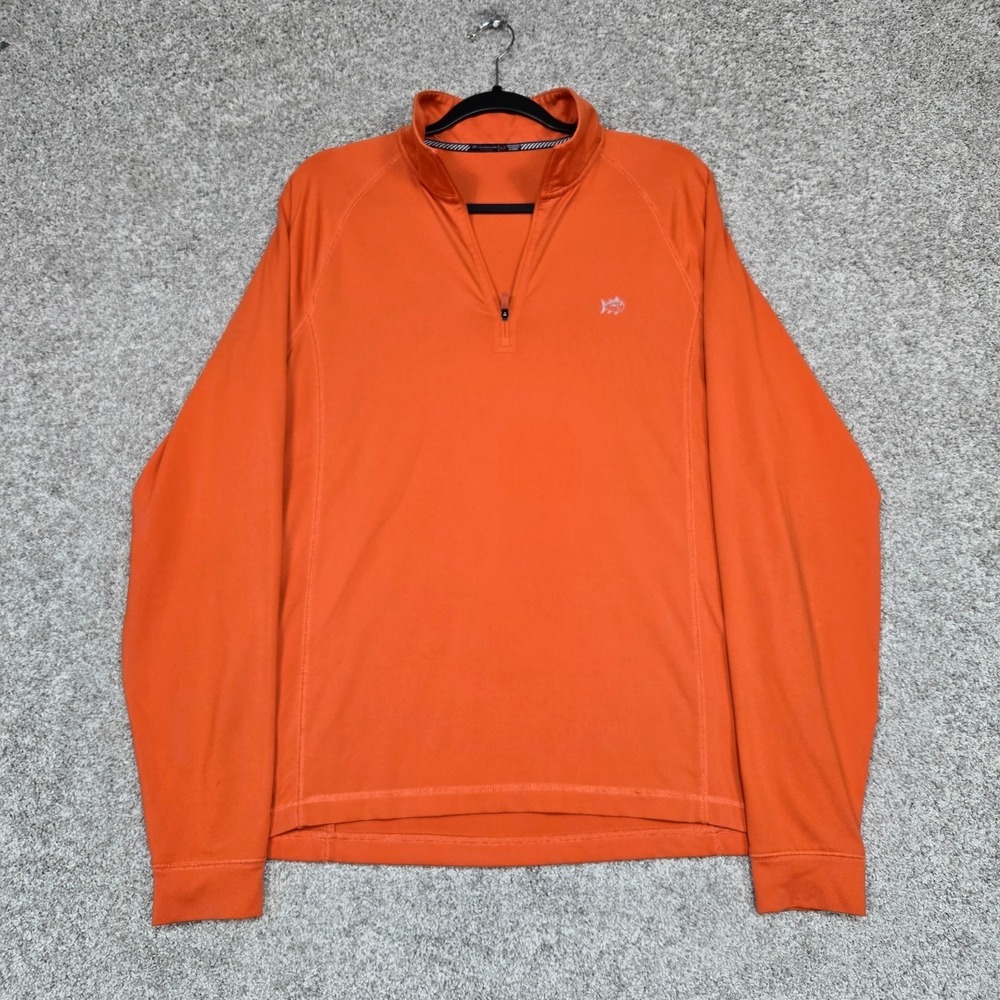 Southern Tide T3 1/4 Zip Orange Lightweight Performance Mens Medium Pullover L/S